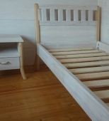 Medinė lova vaikams, jaunuoliams. Viengulė lova ir rašomasis stalas. Medis uosis (VL38)